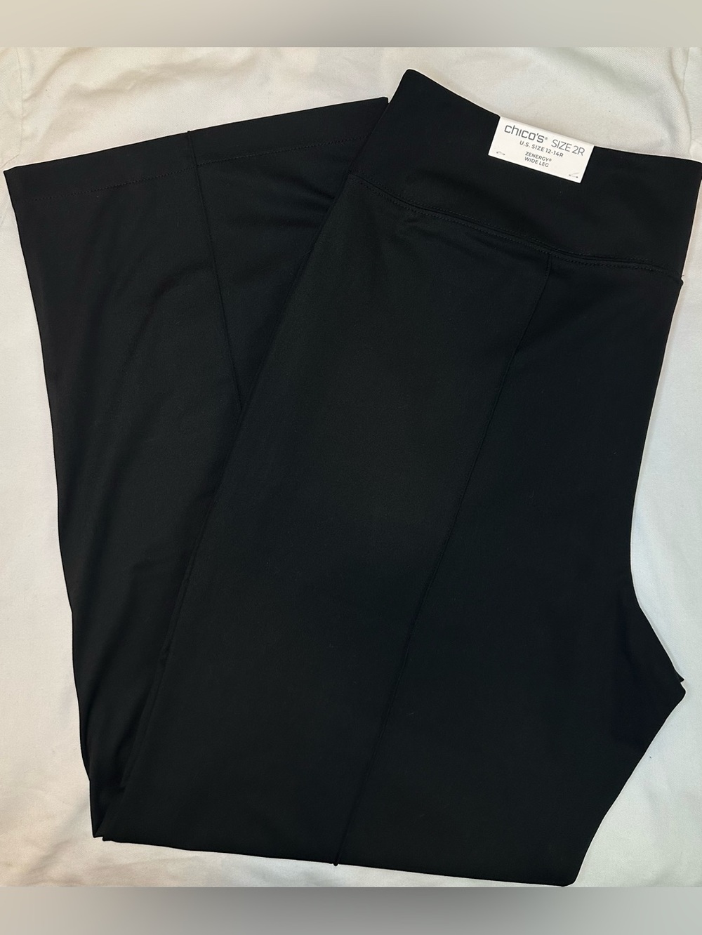 NWT Chico’s Zenergy Pintuck Wide Leg Pants Black Pull On Stretch Women’s 2R